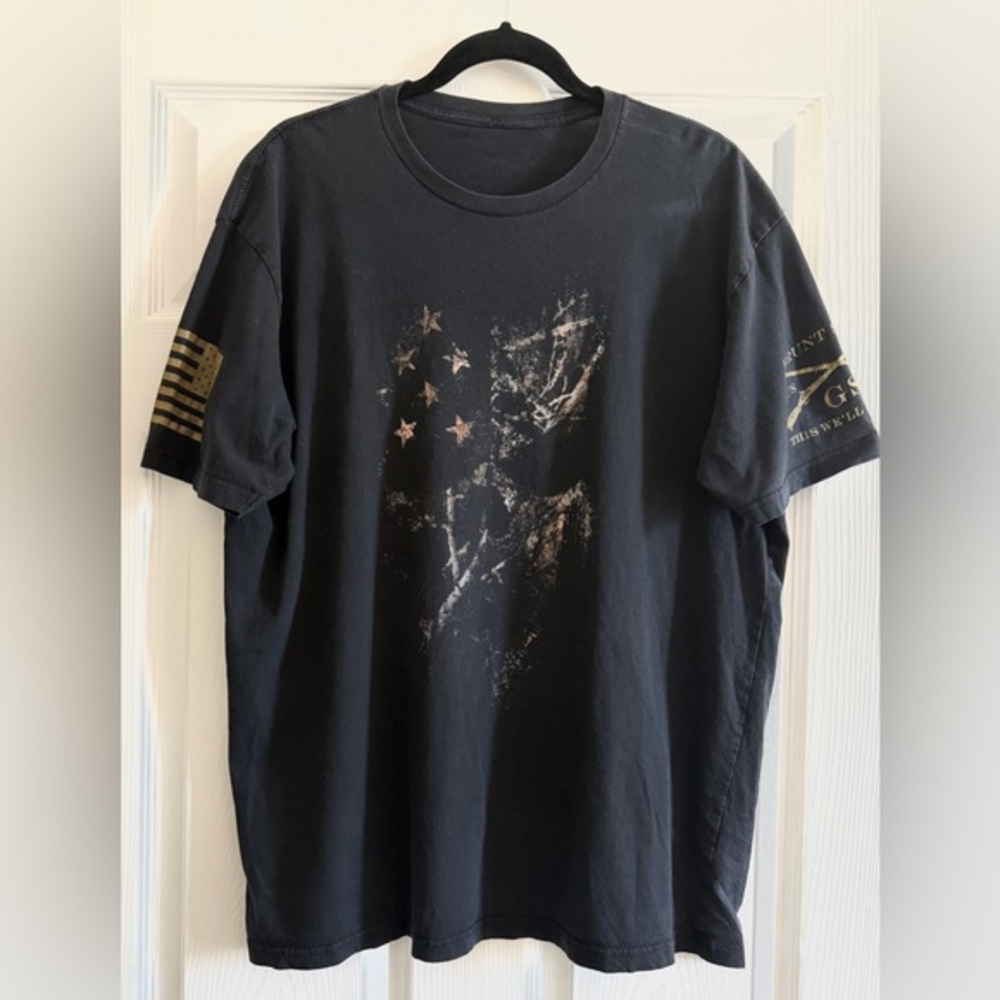 Grunt Style Man’s Black T-Shirt with Gold Graphic
